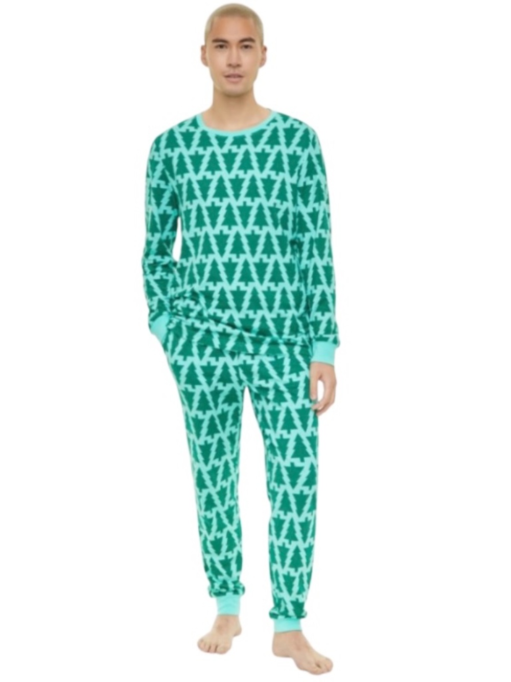 Holiday Lane Men's Trees Cotton Matching Family Pajamas Set, Three stamps - NWT